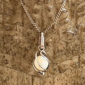 Silver Swirls Pearl Cage with Silver Chain Vintage